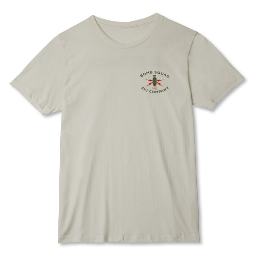 Short Sleeve Logo T-Shirt | Vintage White "Bomb Squad Ski Company" Color Logo