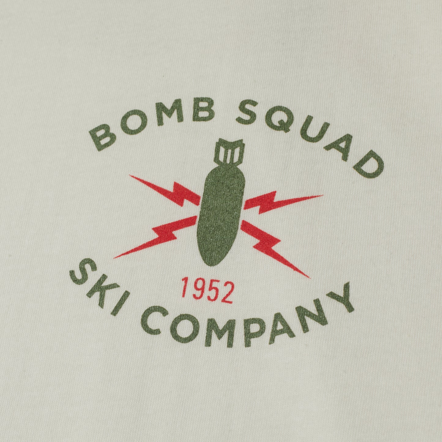 Short Sleeve Logo T-Shirt | Vintage White "Bomb Squad Ski Company" Color Logo