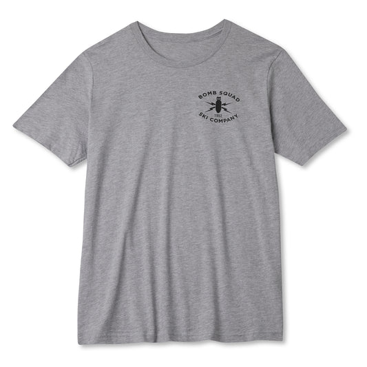 Short Sleeve Logo T-Shirt | Athletic Heather with "Bomb Squad Ski Company" Black Logo